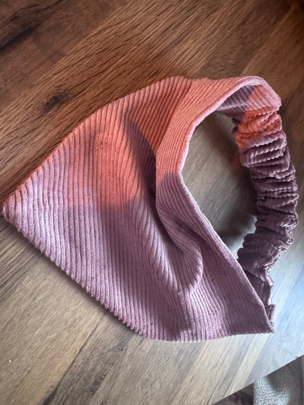 Pink corduroy slip on pet bandana