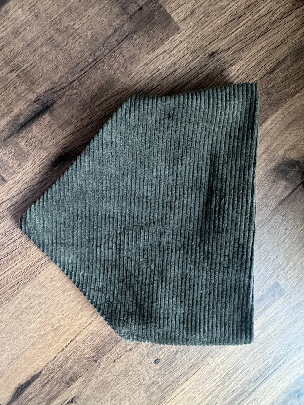 Green corduroy slip on pet bandana
