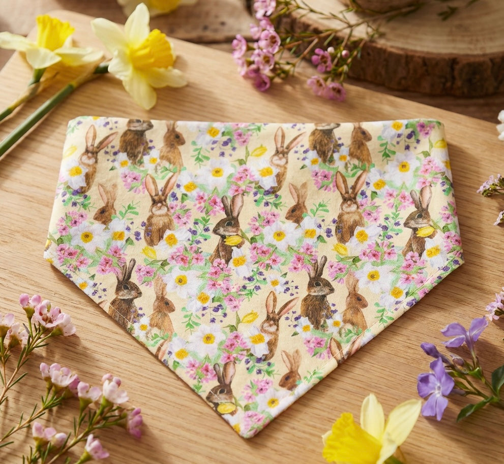 Spring Rabbit Floral Pet Bandana