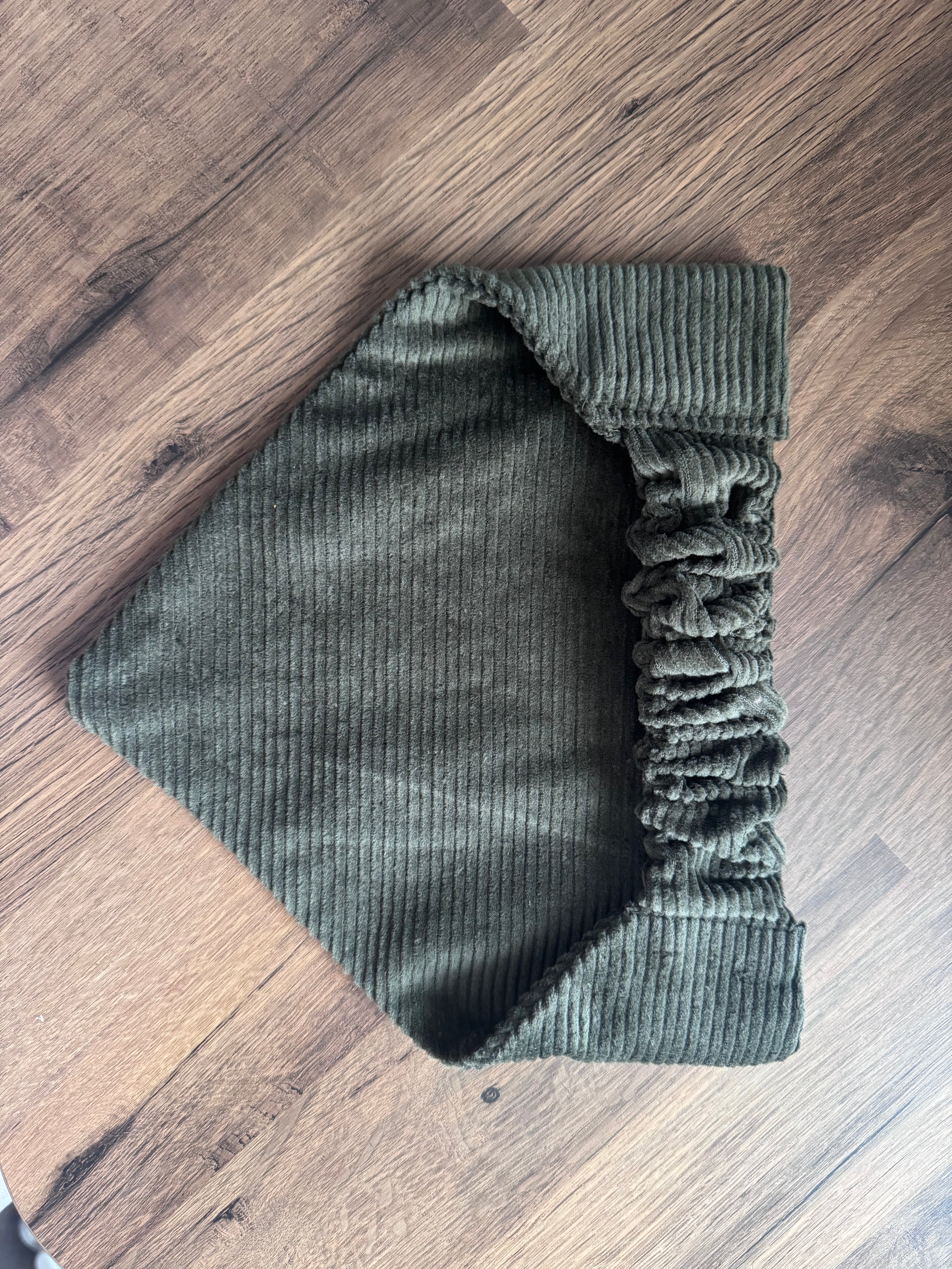 Green corduroy slip on pet bandana