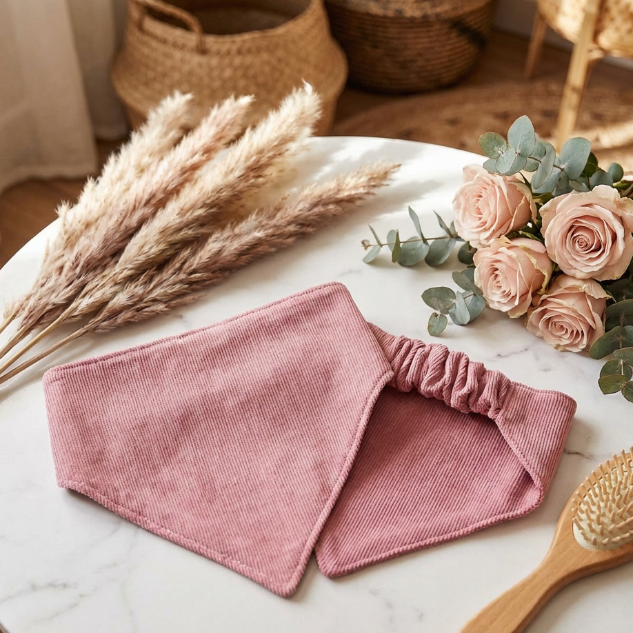 Dusky Pink Corduroy Pet Bandana